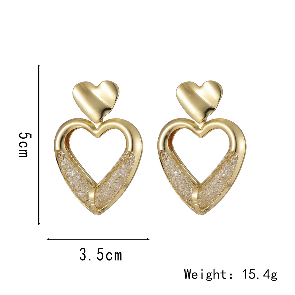 1 Paire Style Classique Forme De Cœur Placage Alliage Boucles D'oreilles display picture 1