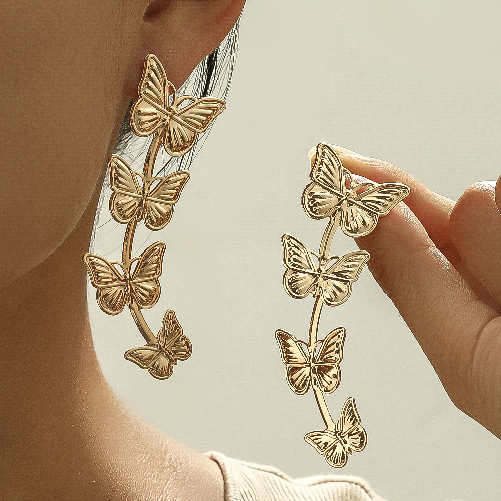 1 Pair Sweet Butterfly Plating Alloy Drop Earrings display picture 2