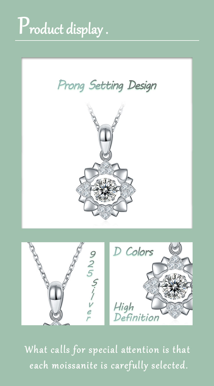 Elegant Classical Snowflake Sterling Silver Gra Plating Inlay Moissanite Rhodium Plated Pendant Necklace display picture 2