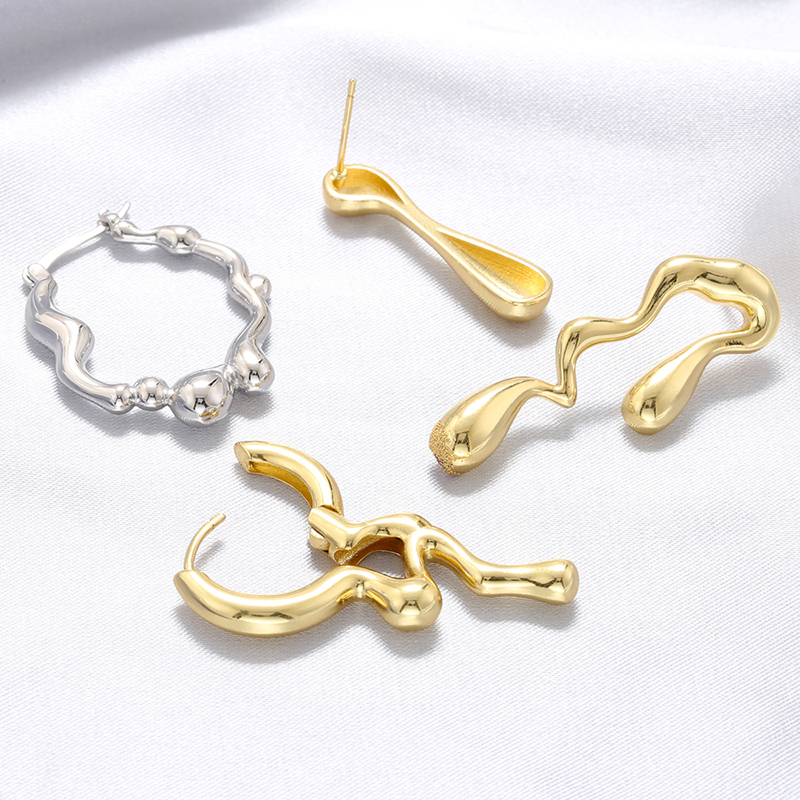 1 Pair Ig Style Casual Simple Style Water Droplets Plating Copper 18k Gold Plated Ear Studs display picture 12