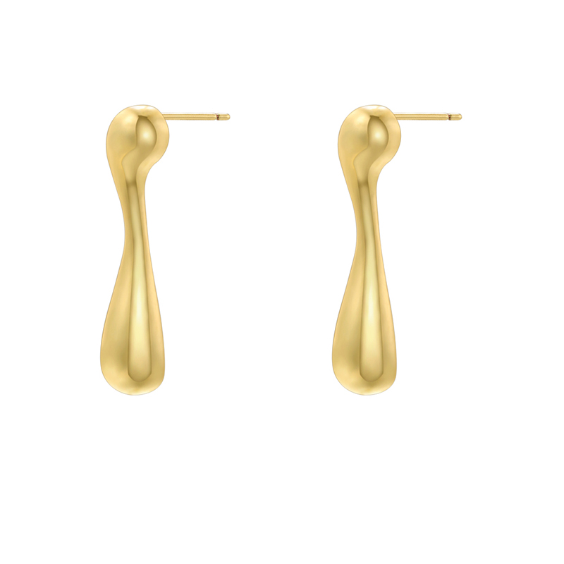 1 Pair Ig Style Casual Simple Style Water Droplets Plating Copper 18k Gold Plated Ear Studs display picture 3