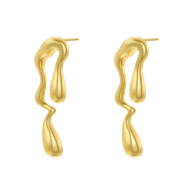 1 Pair Ig Style Casual Simple Style Water Droplets Plating Copper 18k Gold Plated Ear Studs display picture 7