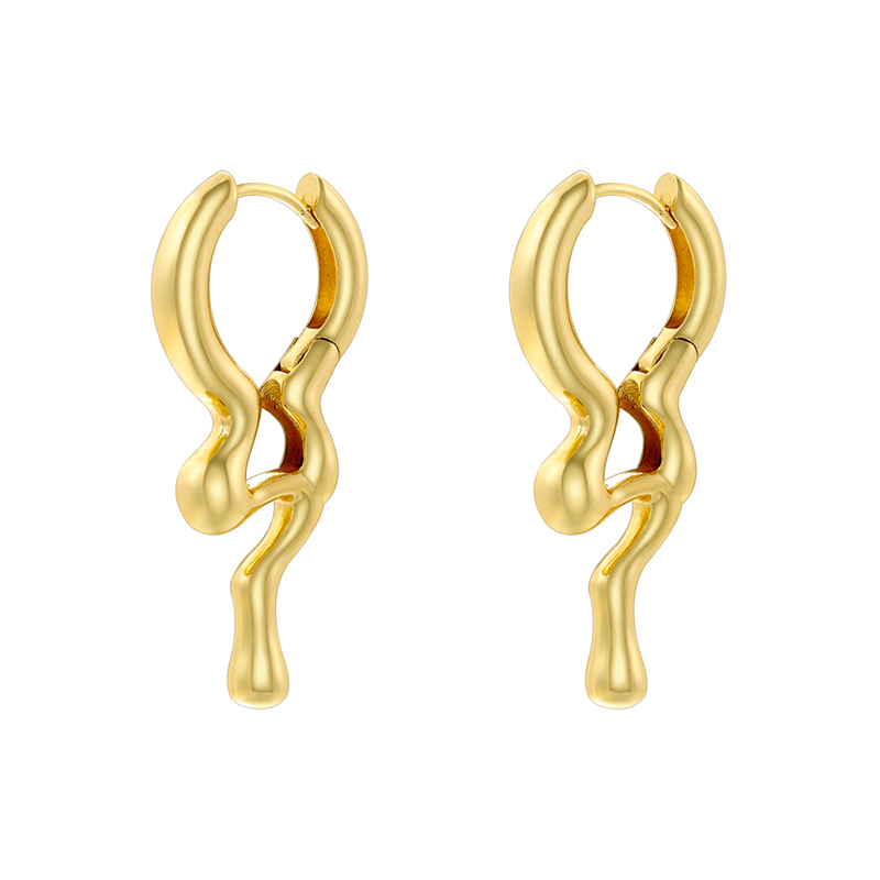 1 Pair Ig Style Casual Simple Style Water Droplets Plating Copper 18k Gold Plated Ear Studs display picture 10