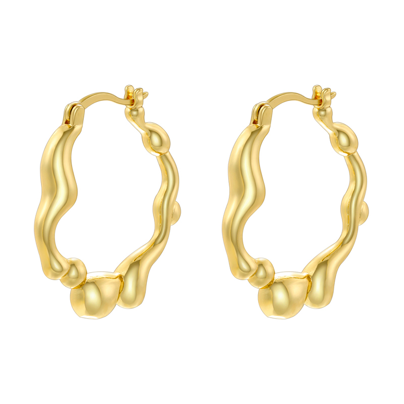 1 Pair Ig Style Casual Simple Style Water Droplets Plating Copper 18k Gold Plated Ear Studs display picture 9