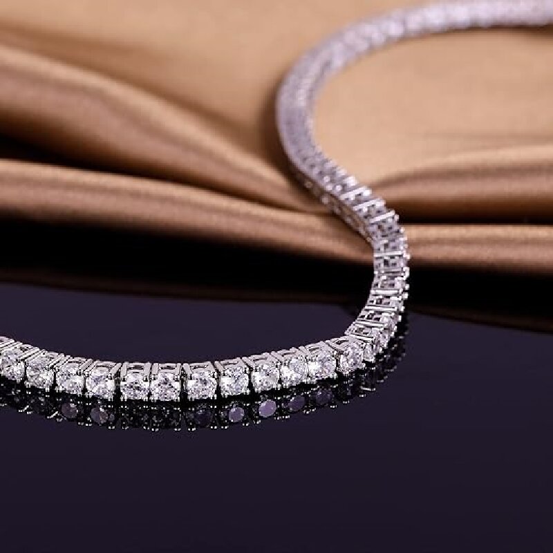 Casual Classic Style Round Brass 18k Gold Plated Platinum Plated Rhodium Plated Zircon Tennis Bracelet In Bulk display picture 2