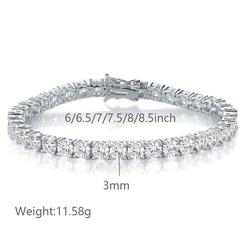 Casual Classic Style Round Brass 18k Gold Plated Platinum Plated Rhodium Plated Zircon Tennis Bracelet In Bulk display picture 4