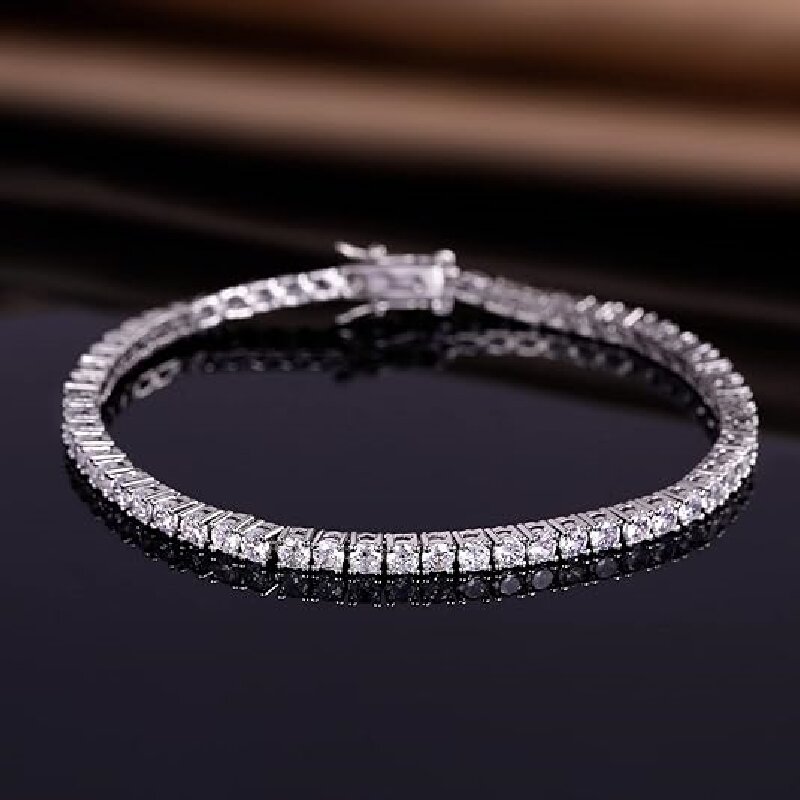 Casual Classic Style Round Brass 18k Gold Plated Platinum Plated Rhodium Plated Zircon Tennis Bracelet In Bulk display picture 1