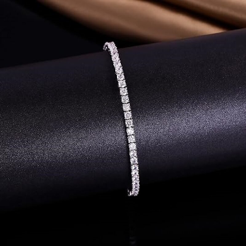Casual Classic Style Round Brass 18k Gold Plated Platinum Plated Rhodium Plated Zircon Tennis Bracelet In Bulk display picture 3
