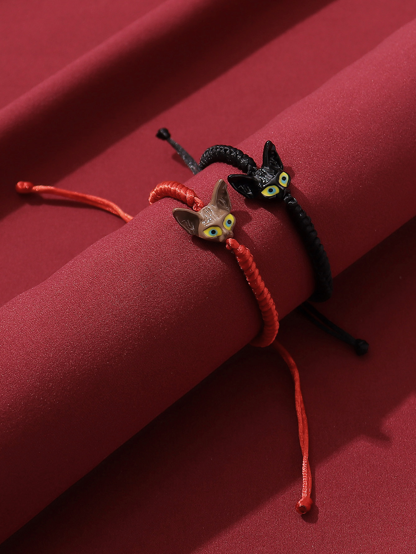 Cute Streetwear Cat Synthetic Resin Alloy Valentine's Day Couple Drawstring Bracelets display picture 3