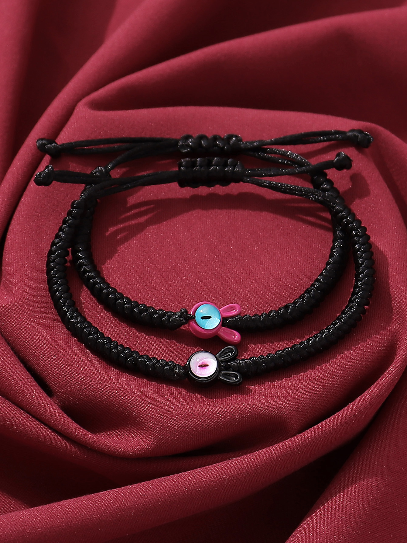 Cute Streetwear Cat Synthetic Resin Alloy Valentine's Day Couple Drawstring Bracelets display picture 2