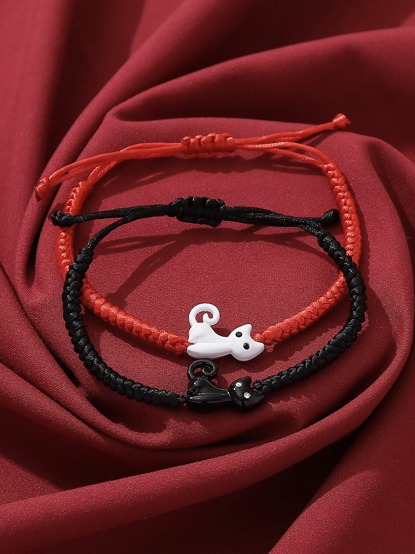Cute Streetwear Cat Synthetic Resin Alloy Valentine's Day Couple Drawstring Bracelets display picture 7