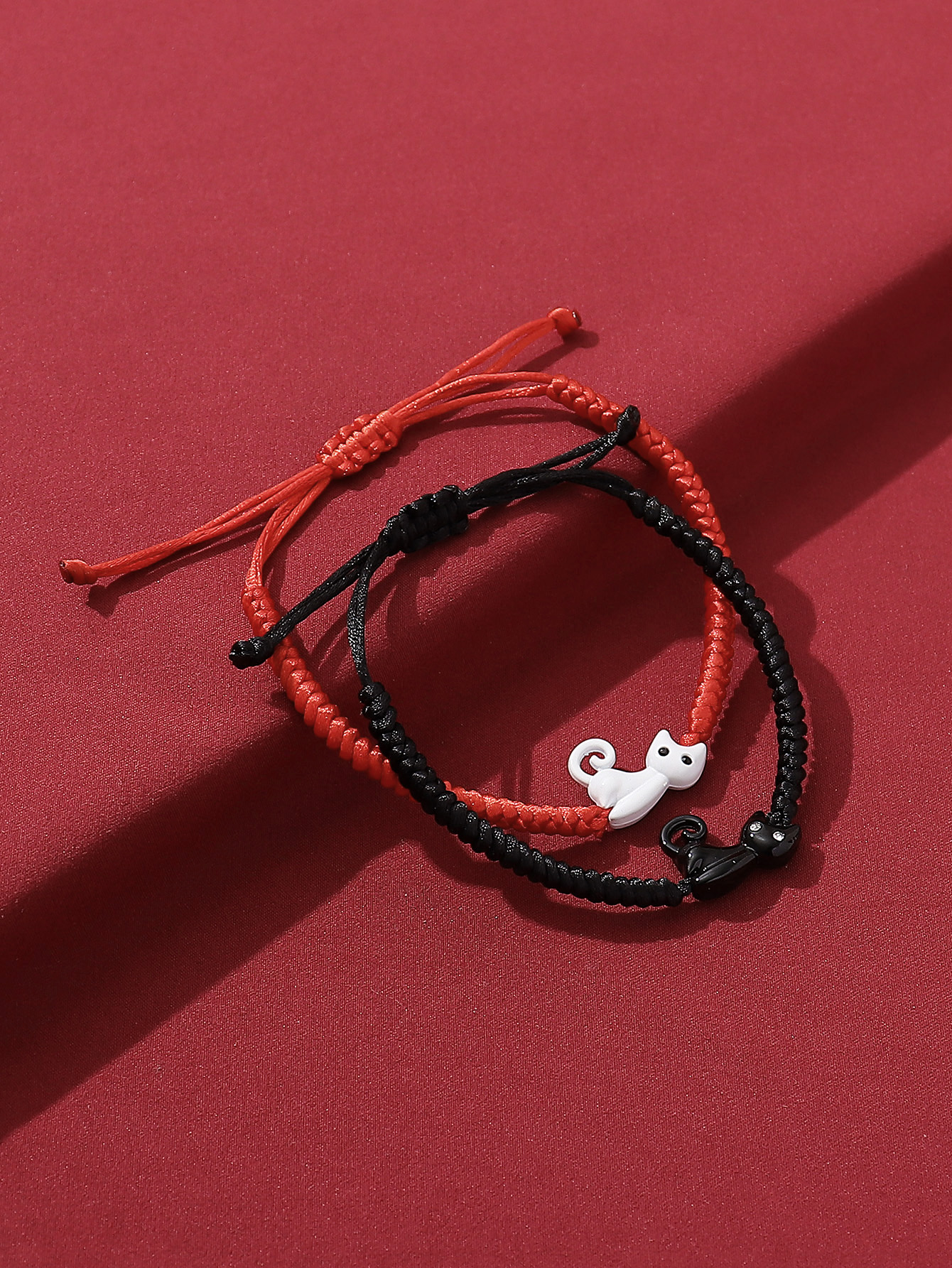 Cute Streetwear Cat Synthetic Resin Alloy Valentine's Day Couple Drawstring Bracelets display picture 9