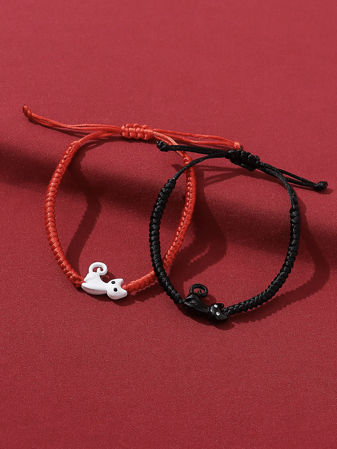 Cute Streetwear Cat Synthetic Resin Alloy Valentine's Day Couple Drawstring Bracelets display picture 17