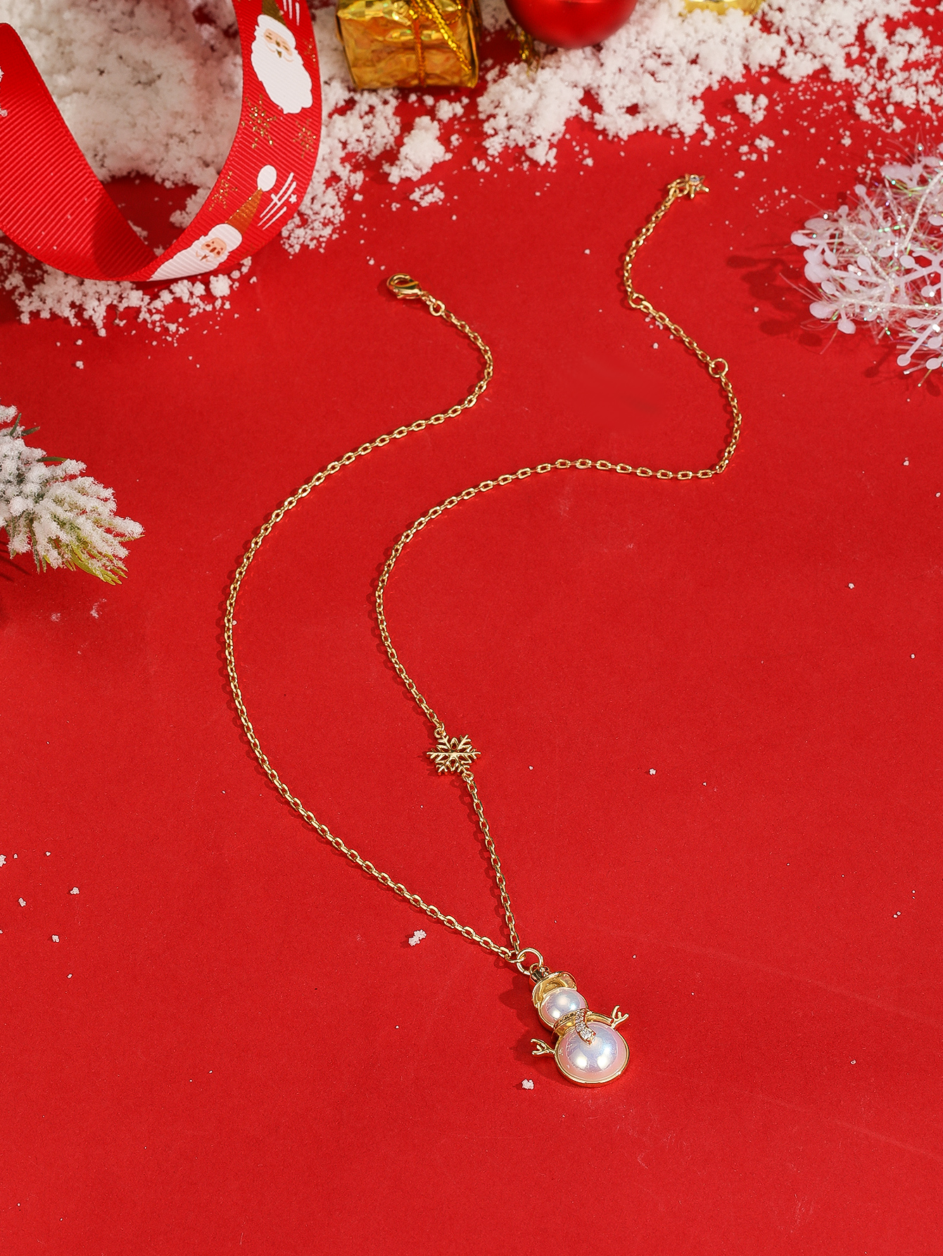 Wholesale Casual Cute Lady Snowman Stainless Steel Imitation Pearl Pendant Necklace display picture 2