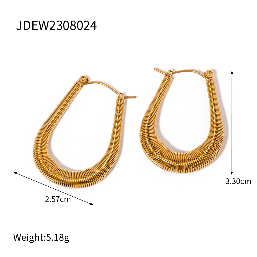 1 Pair IG Style Simple Style U Shape 304 Stainless Steel 18K Gold Plated Earrings display picture 2