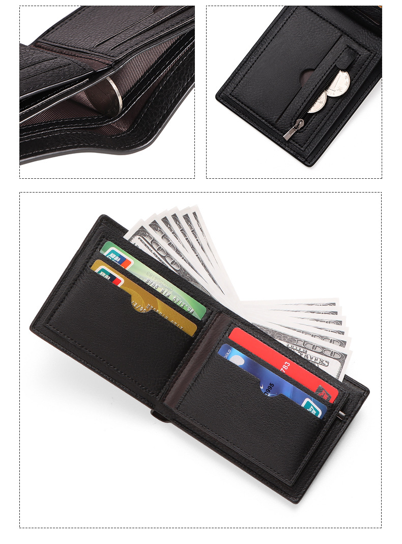 Men's Solid Color Pu Leather Open Small Wallets display picture 7