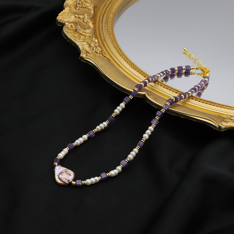 Elegant Irregulär Süßwasserperle Kupfer Überzug 18 Karat Vergoldet Halskette display picture 1
