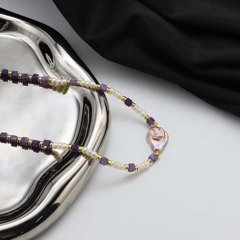 Elegant Irregulär Süßwasserperle Kupfer Überzug 18 Karat Vergoldet Halskette display picture 3