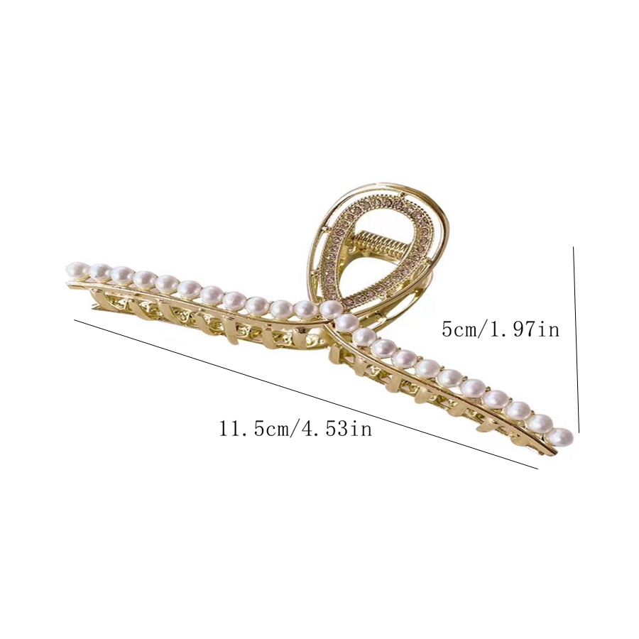 Simple Style Solid Color Alloy Plating Diamond Rhinestones Pearl Hair Claws display picture 3