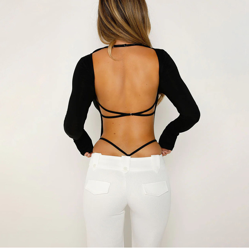 Women's Bodysuits Bodysuits Backless Sexy Solid Color display picture 3