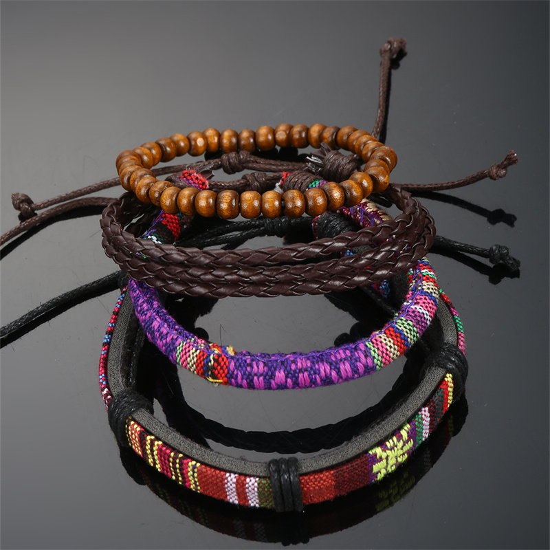 Casual Punk Cool Style Leaf Skull Pu Leather Alloy Men's Bracelets display picture 58