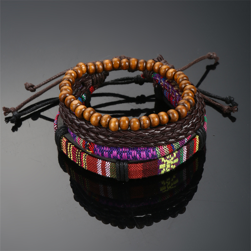 Casual Punk Cool Style Leaf Skull Pu Leather Alloy Men's Bracelets display picture 61