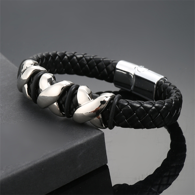 Casual Punk Cool Style Leaf Skull Pu Leather Alloy Men's Bracelets display picture 66