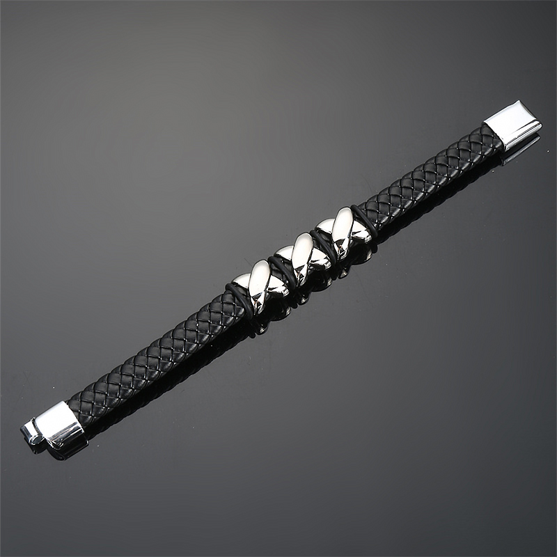 Casual Punk Cool Style Leaf Skull Pu Leather Alloy Men's Bracelets display picture 64