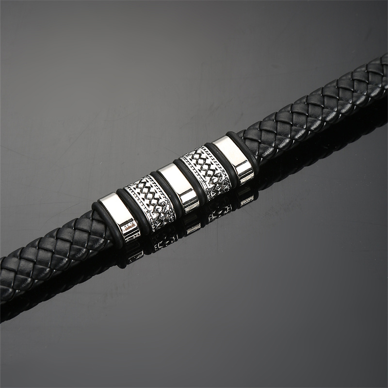 Casual Punk Cool Style Leaf Skull Pu Leather Alloy Men's Bracelets display picture 73