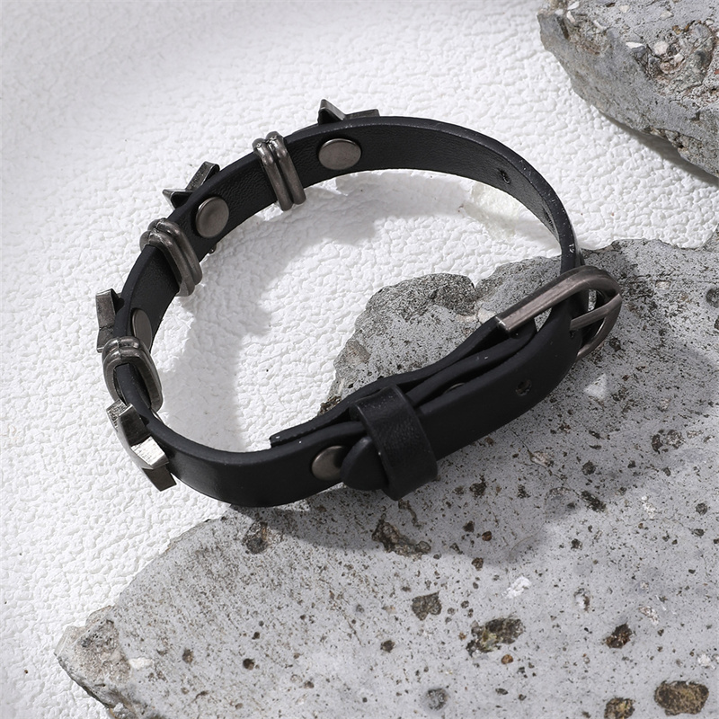 Casual Punk Cool Style Leaf Skull Pu Leather Alloy Men's Bracelets display picture 95