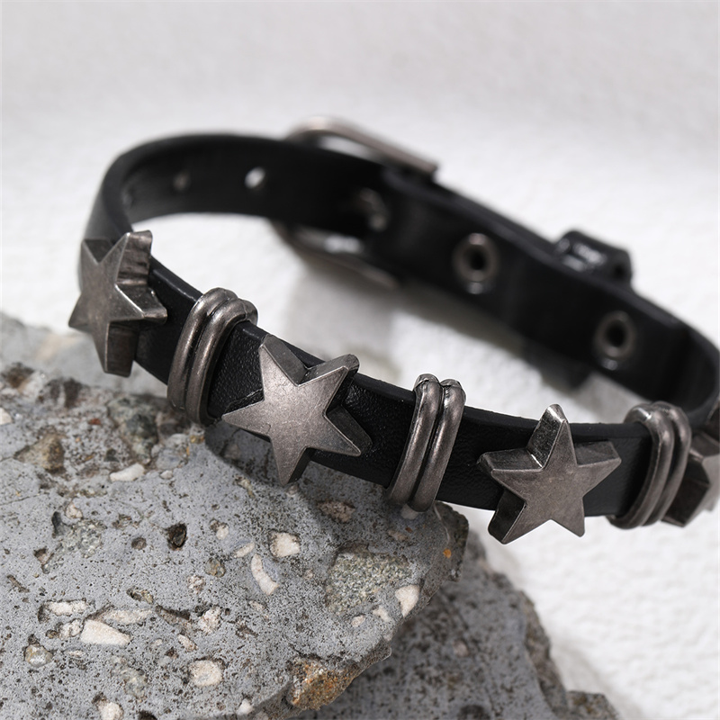 Casual Punk Cool Style Leaf Skull Pu Leather Alloy Men's Bracelets display picture 97