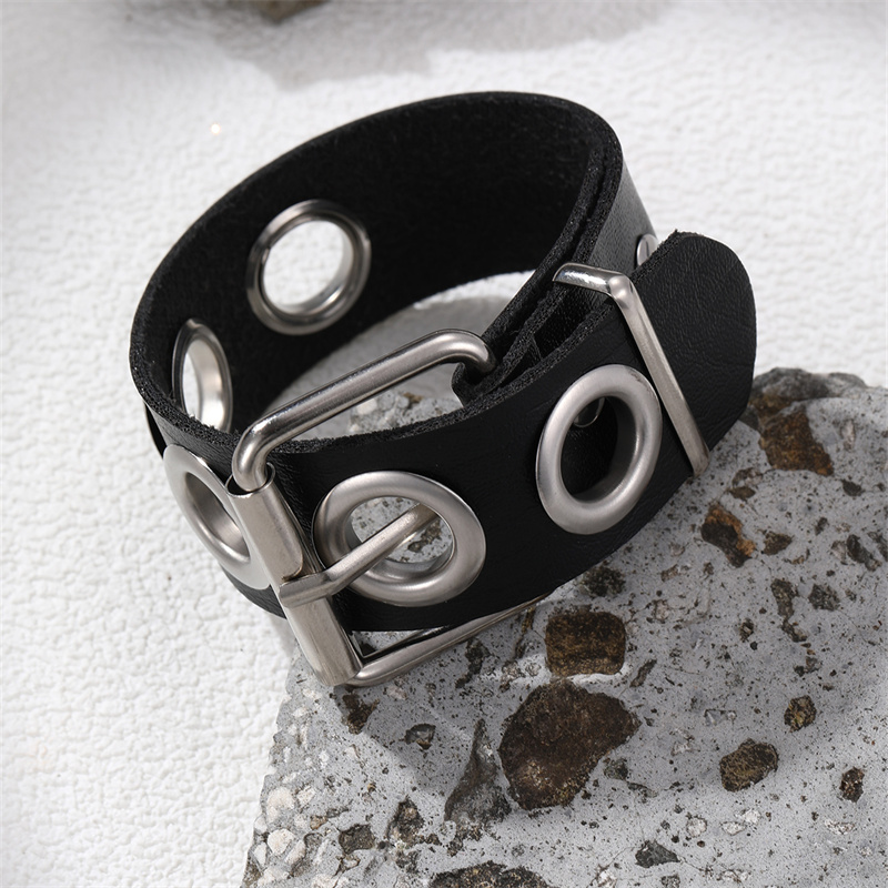 Casual Punk Cool Style Leaf Skull Pu Leather Alloy Men's Bracelets display picture 107