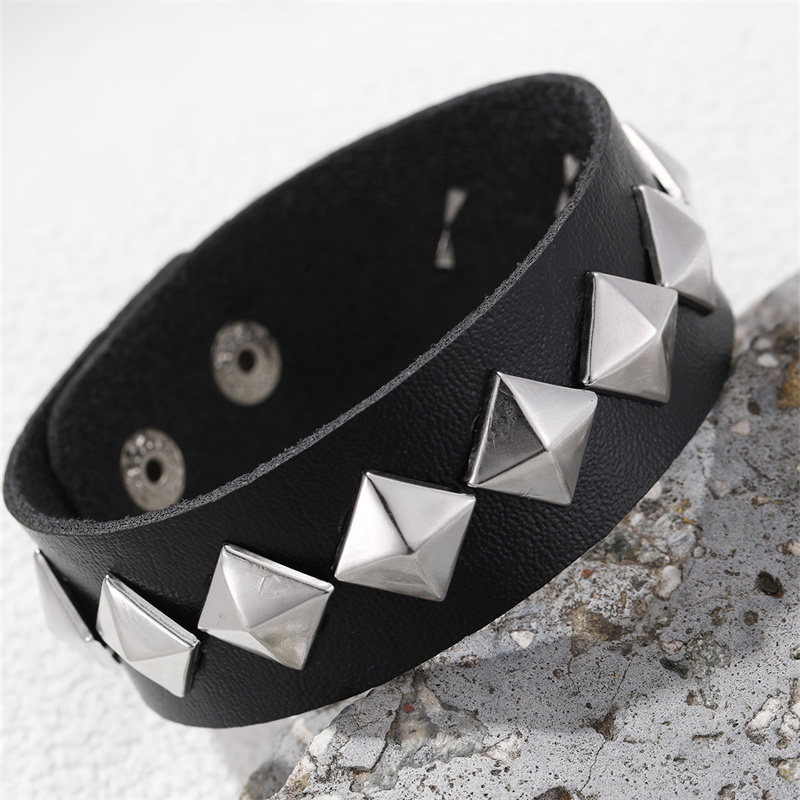 Casual Punk Cool Style Leaf Skull Pu Leather Alloy Men's Bracelets display picture 112