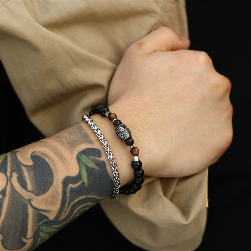 Casual Punk Cool Style Leaf Skull Pu Leather Alloy Men's Bracelets display picture 123