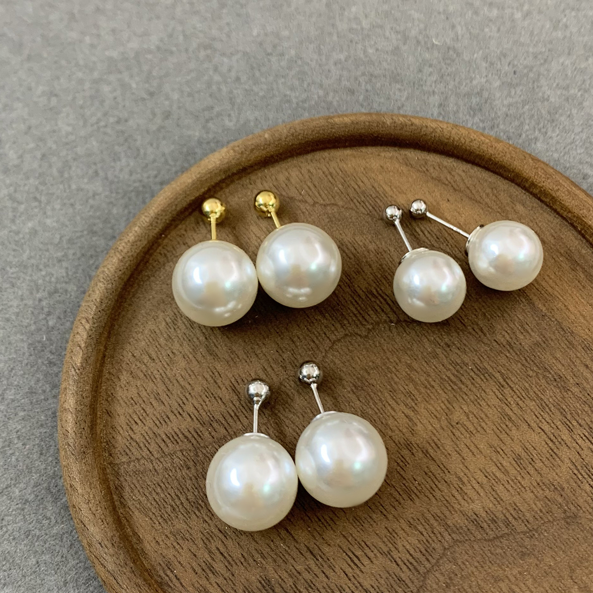 1 Pair Simple Style Round Plating Imitation Pearl 14k Gold Plated Silver Plated Ear Studs display picture 9