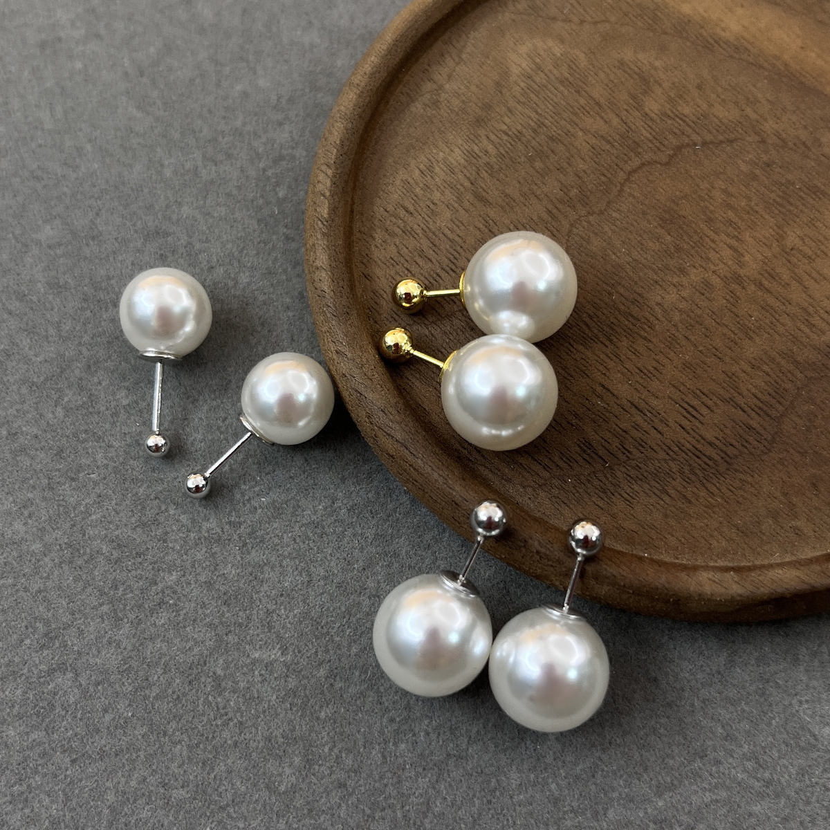 1 Pair Simple Style Round Plating Imitation Pearl 14k Gold Plated Silver Plated Ear Studs display picture 8