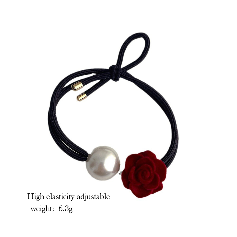 Elegant Sweet Flower Artificial Pearl Woolen Silica Gel Hair Tie display picture 1