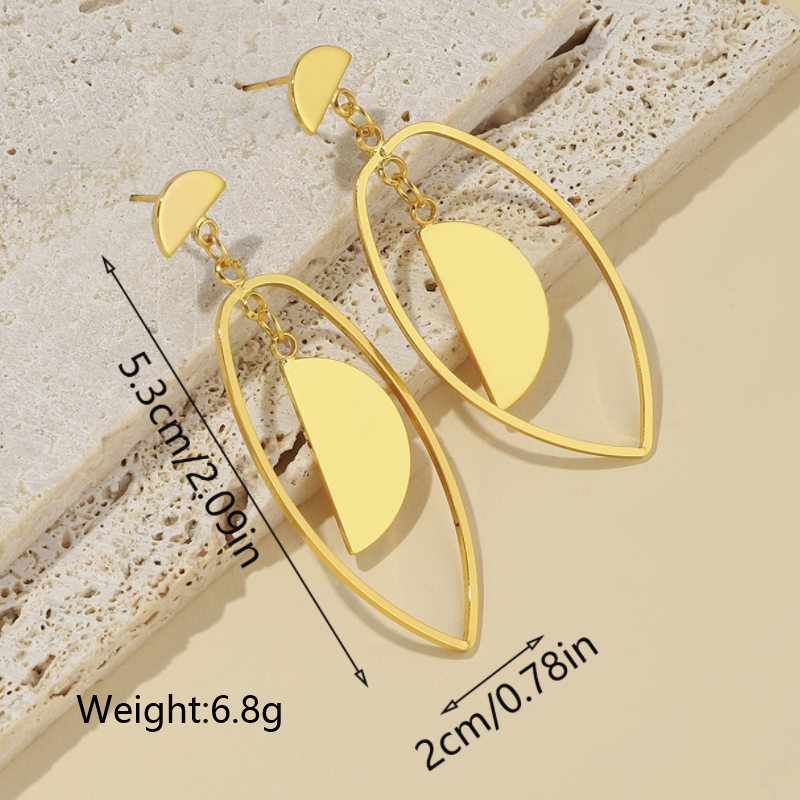 1 Paar Ig-stil Lässig Geometrisch Überzug Kupfer 18 Karat Vergoldet Tropfenohrringe display picture 7