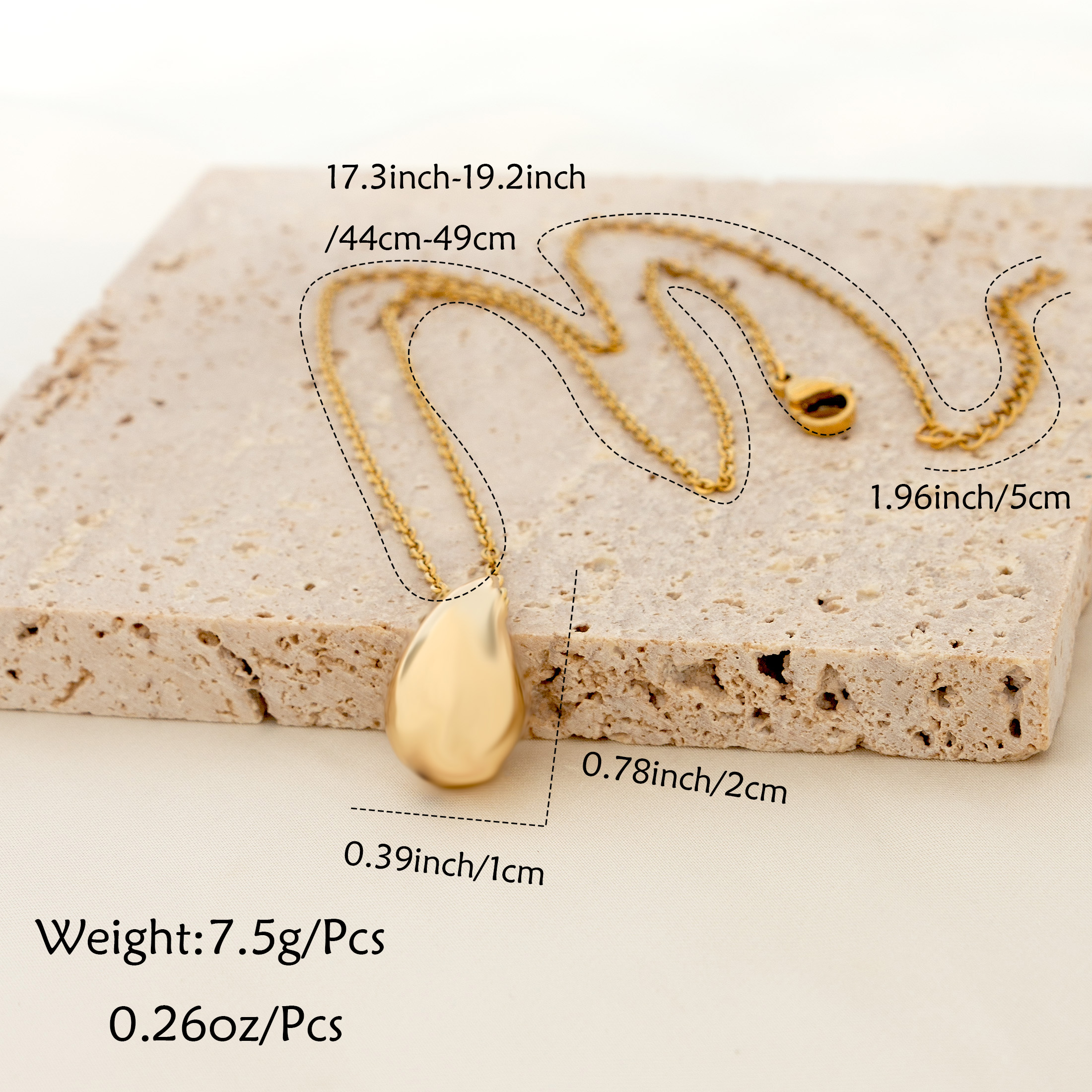 Stainless Steel 18K Gold Plated White Gold Plated Simple Style Plating Water Droplets Pendant Necklace display picture 1