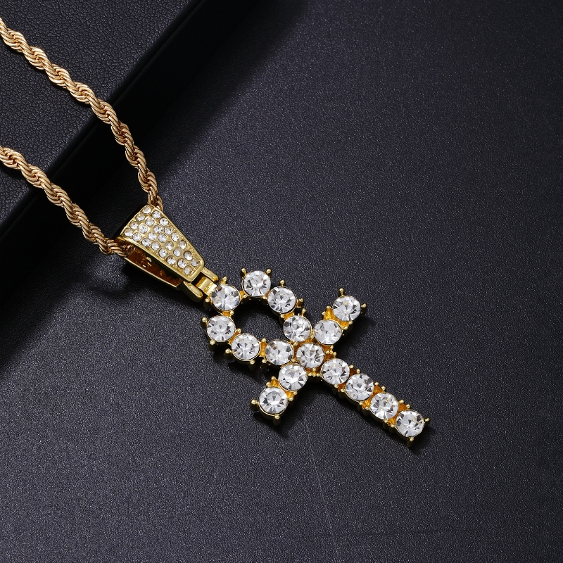 Punk Streetwear Cross 304 Stainless Steel Copper Plating Inlay Rhinestones Unisex Pendant Necklace display picture 1