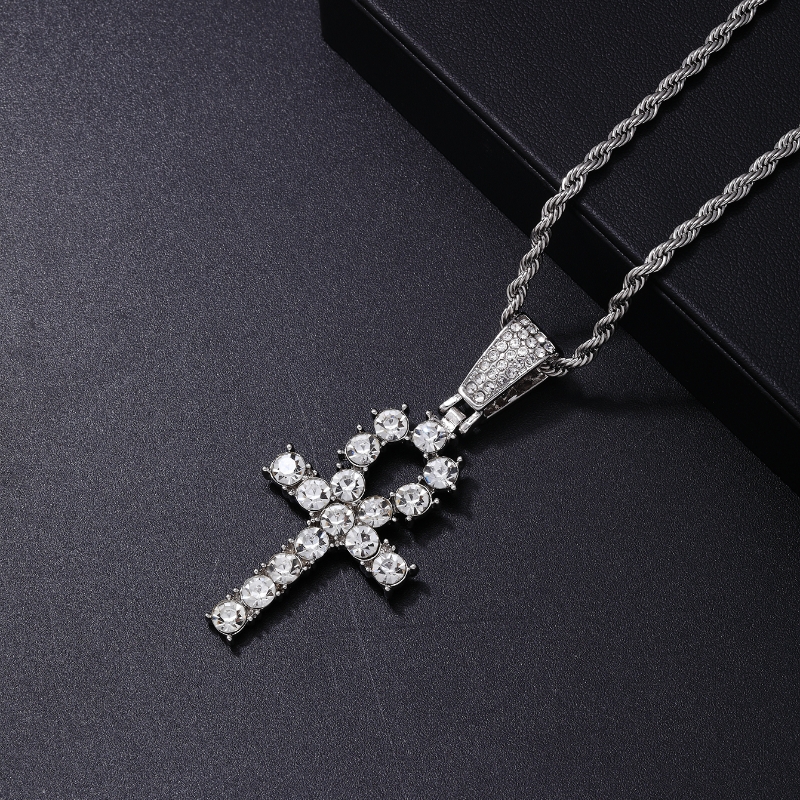Punk Streetwear Cross 304 Stainless Steel Copper Plating Inlay Rhinestones Unisex Pendant Necklace display picture 2