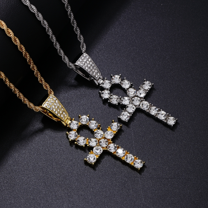 Punk Streetwear Cross 304 Stainless Steel Copper Plating Inlay Rhinestones Unisex Pendant Necklace display picture 3