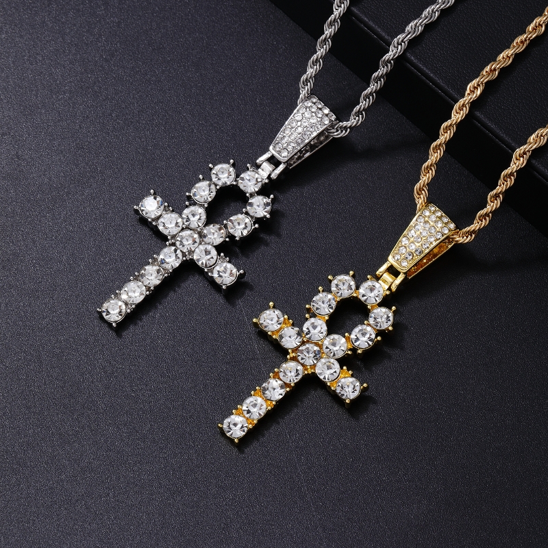 Punk Streetwear Cross 304 Stainless Steel Copper Plating Inlay Rhinestones Unisex Pendant Necklace display picture 4