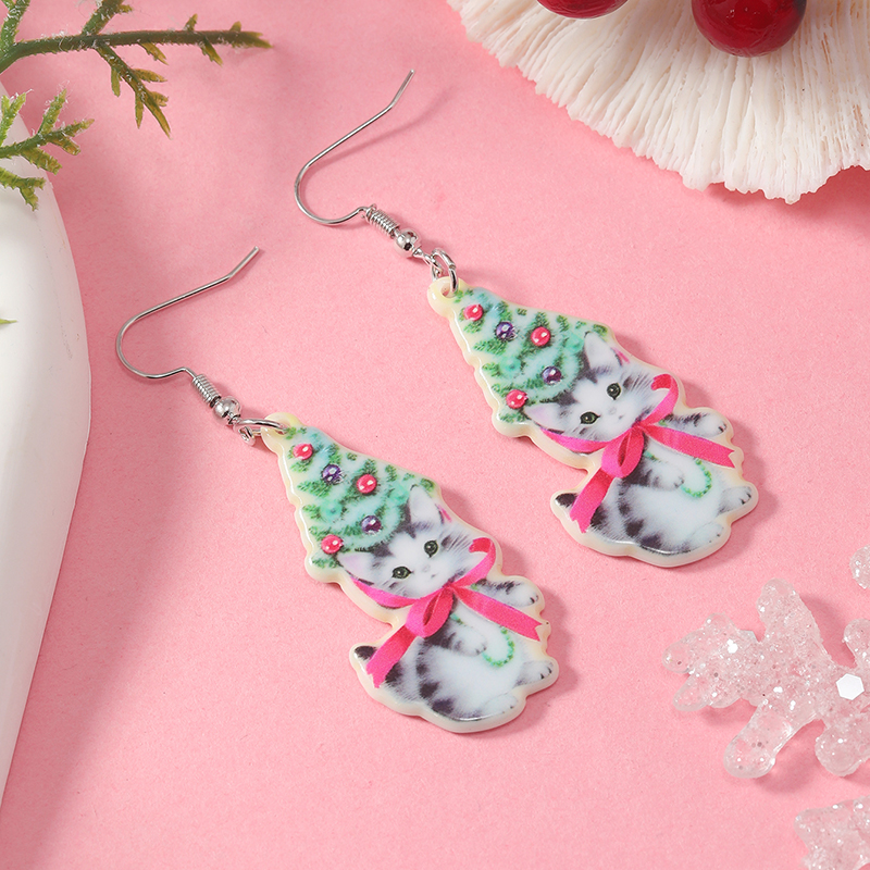 1 Pair Cute Vacation Cat Arylic Drop Earrings display picture 6