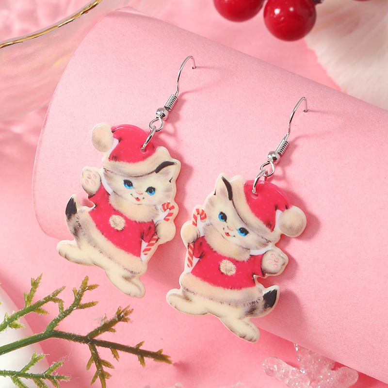 1 Pair Cute Vacation Cat Arylic Drop Earrings display picture 11