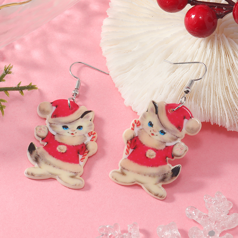 1 Pair Cute Vacation Cat Arylic Drop Earrings display picture 12