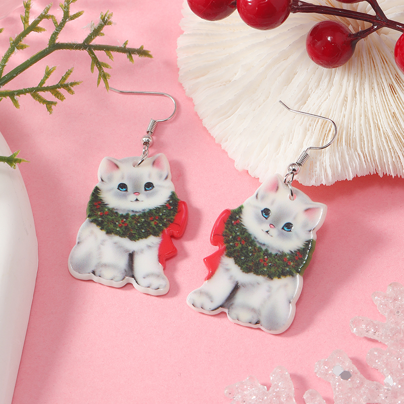 1 Pair Cute Vacation Cat Arylic Drop Earrings display picture 17