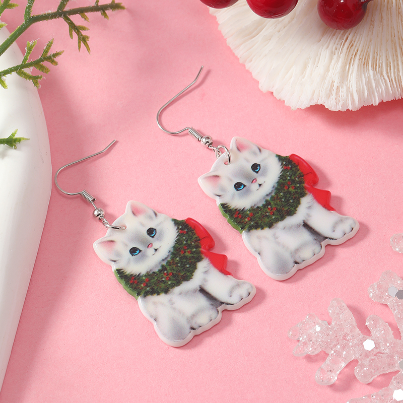 1 Pair Cute Vacation Cat Arylic Drop Earrings display picture 16