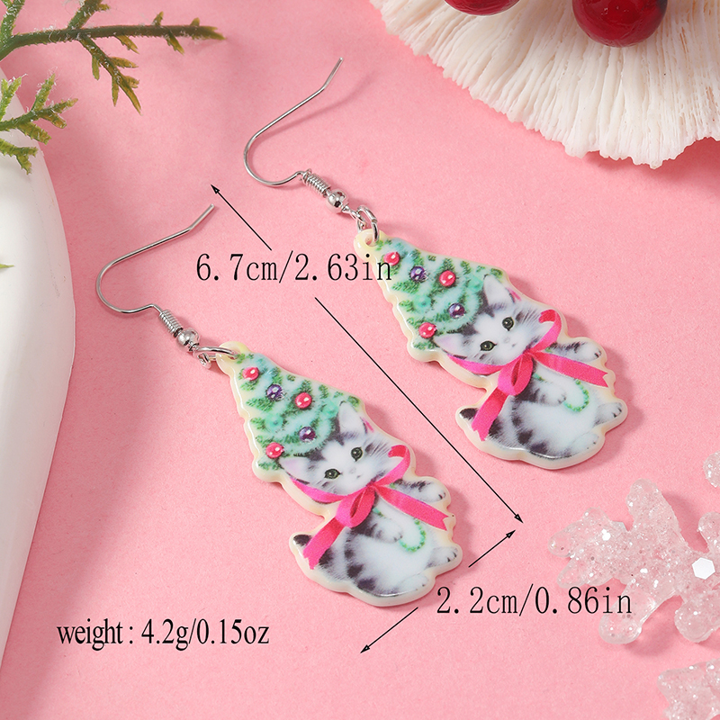 1 Pair Cute Vacation Cat Arylic Drop Earrings display picture 7