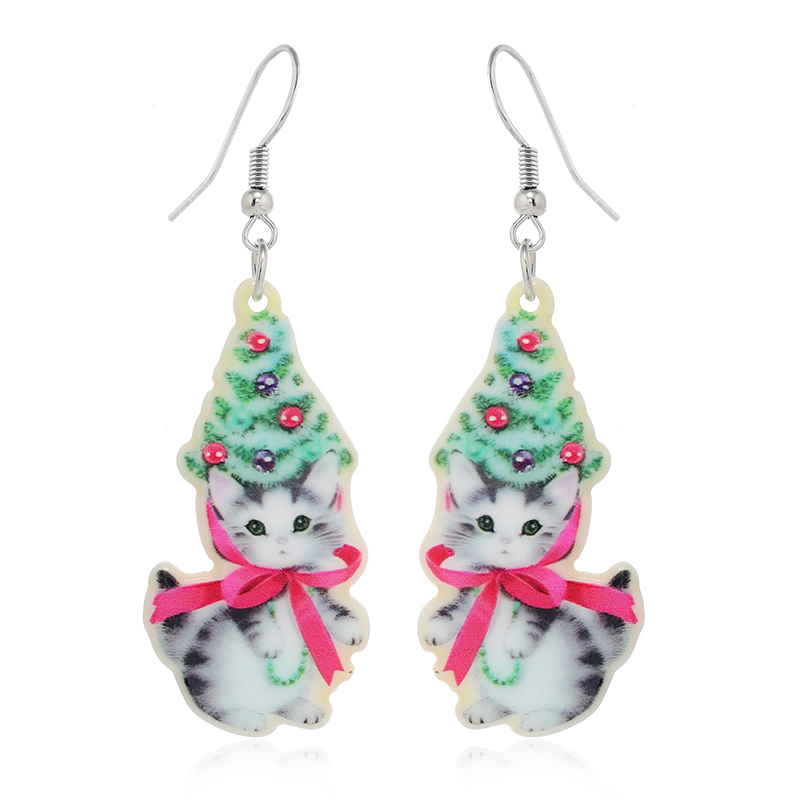 1 Pair Cute Vacation Cat Arylic Drop Earrings display picture 8